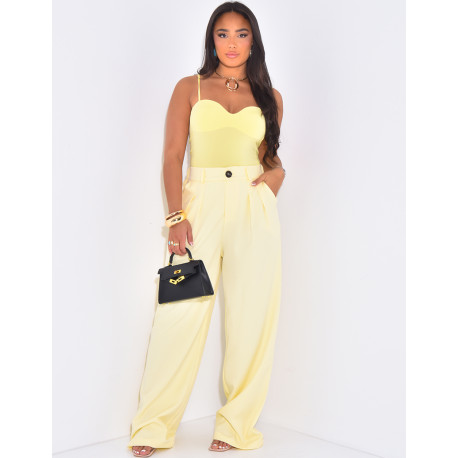 Pantalon de tailleur à pinces coupe large