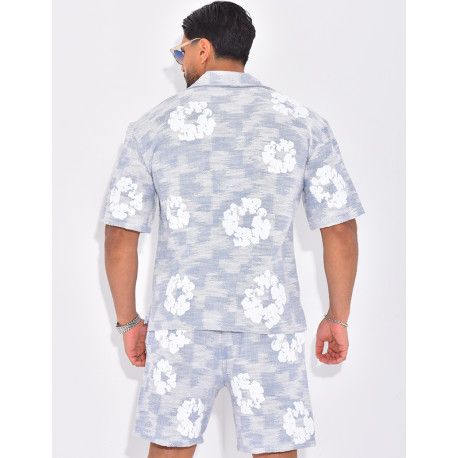Ensemble texturé short et chemise à fleurs