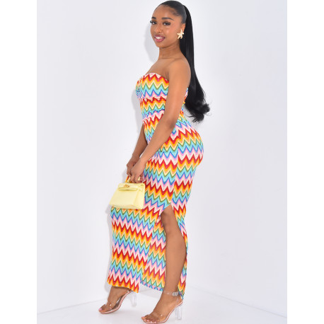 Long strapless crochet dress with starfish jewels