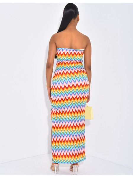 Long strapless crochet dress with starfish jewels