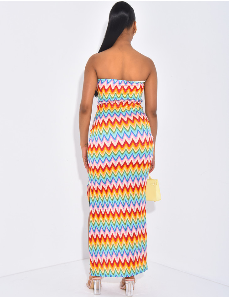 Long strapless crochet dress with starfish jewels