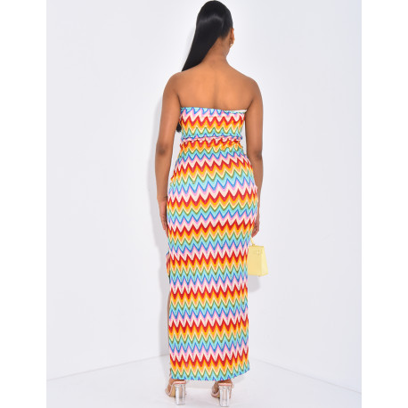 Long strapless crochet dress with starfish jewels