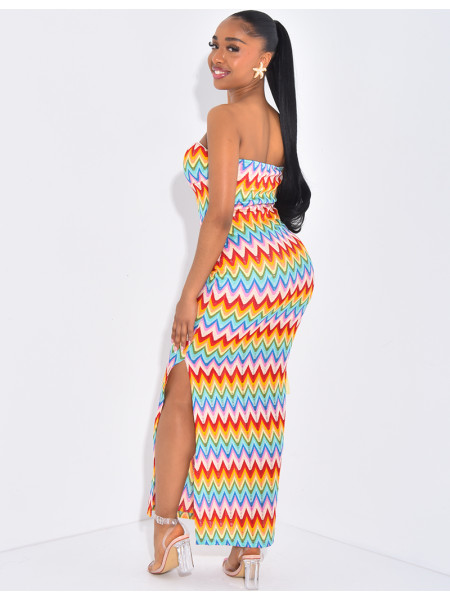 Long strapless crochet dress with starfish jewels