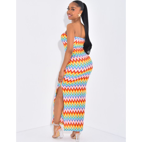 Long strapless crochet dress with starfish jewels