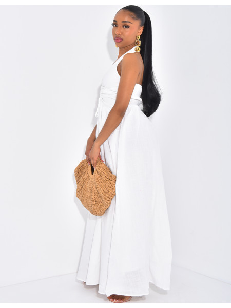 Robe longue dos nu en coton