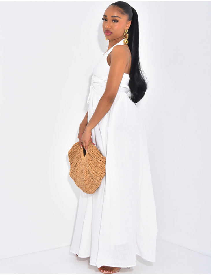 Robe longue dos nu en coton