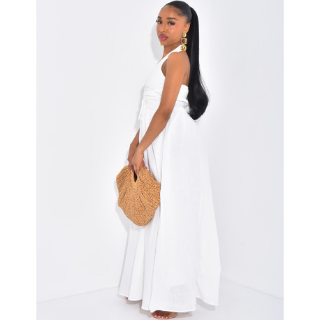 Robe longue dos nu en coton