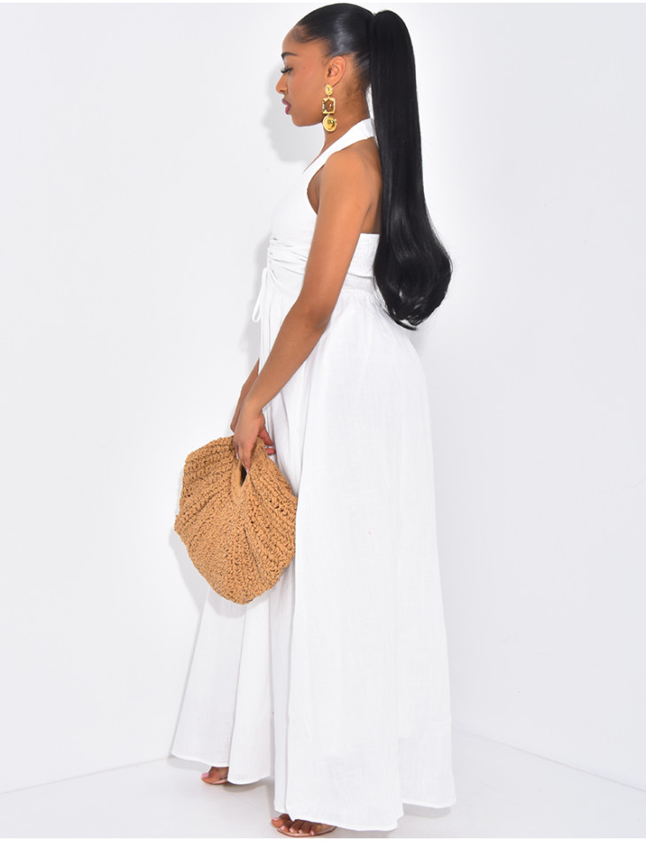 Robe longue dos nu en coton