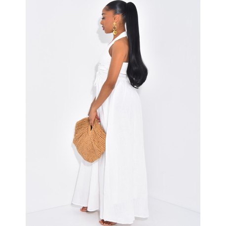 Robe longue dos nu en coton