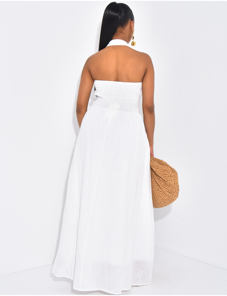 Robe longue dos nu en coton