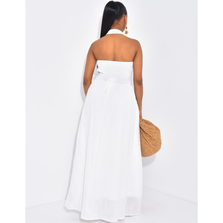 Robe longue dos nu en coton