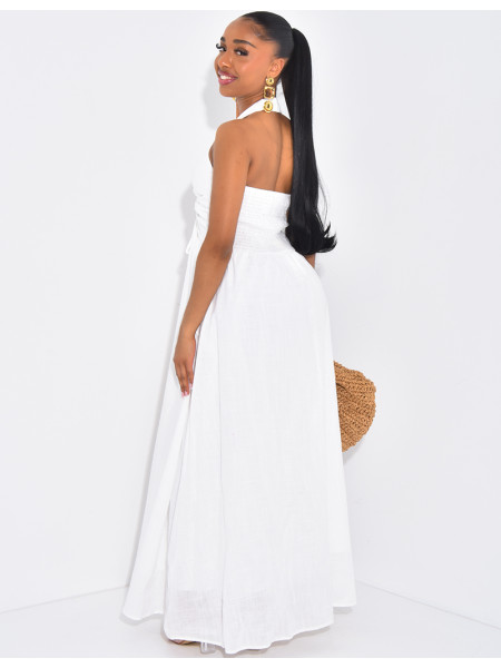 Robe longue dos nu en coton