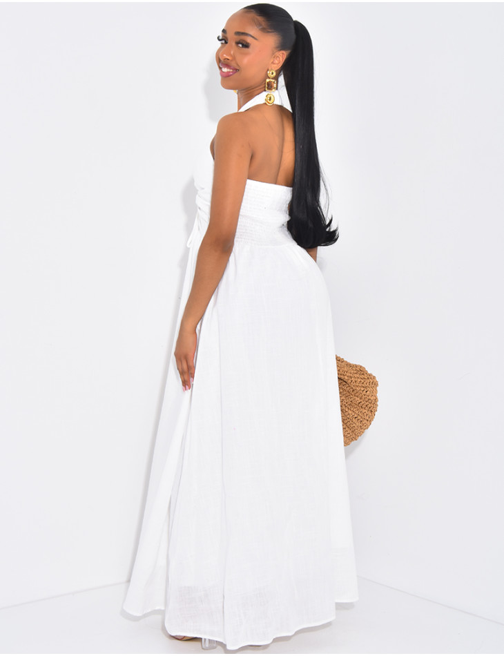 Robe longue dos nu en coton