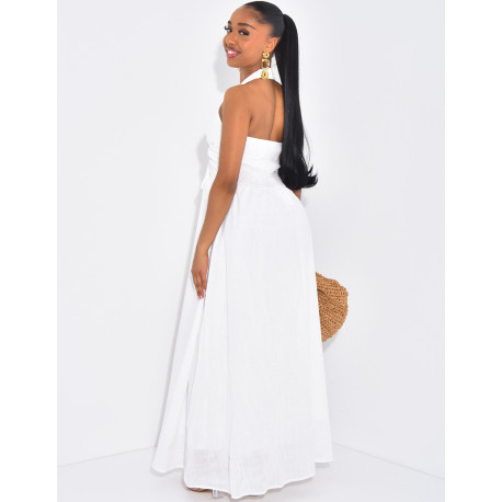 Robe longue dos nu en coton