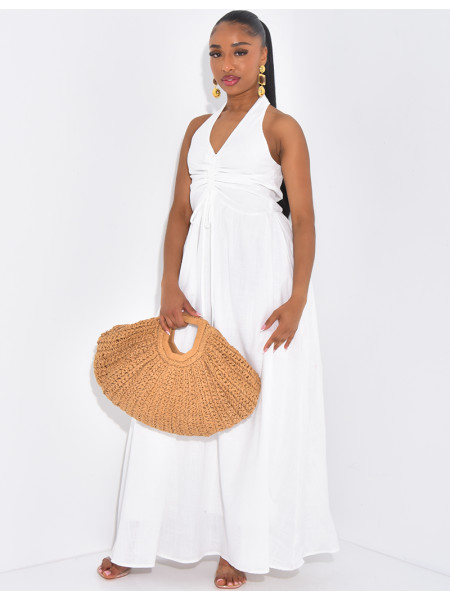 Robe longue dos nu en coton