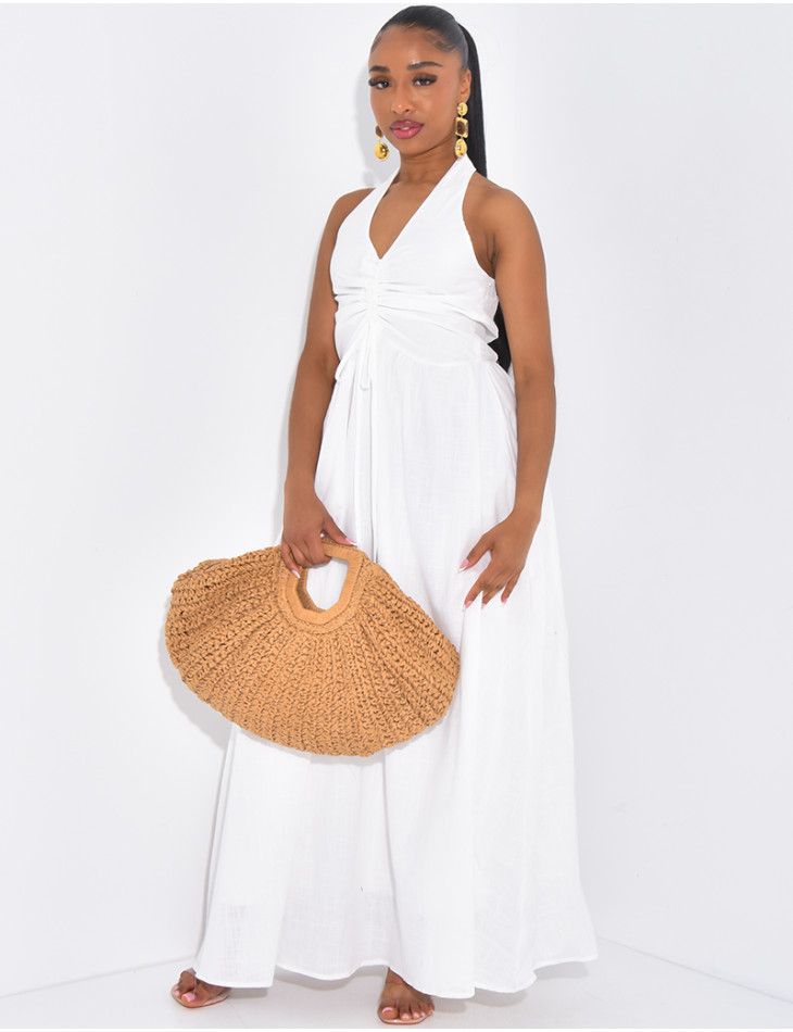 Robe longue dos nu en coton