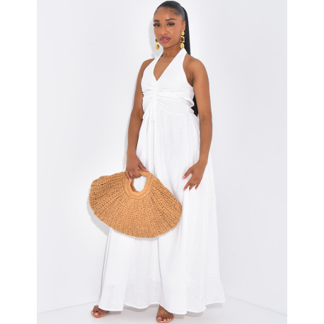 Robe longue dos nu en coton