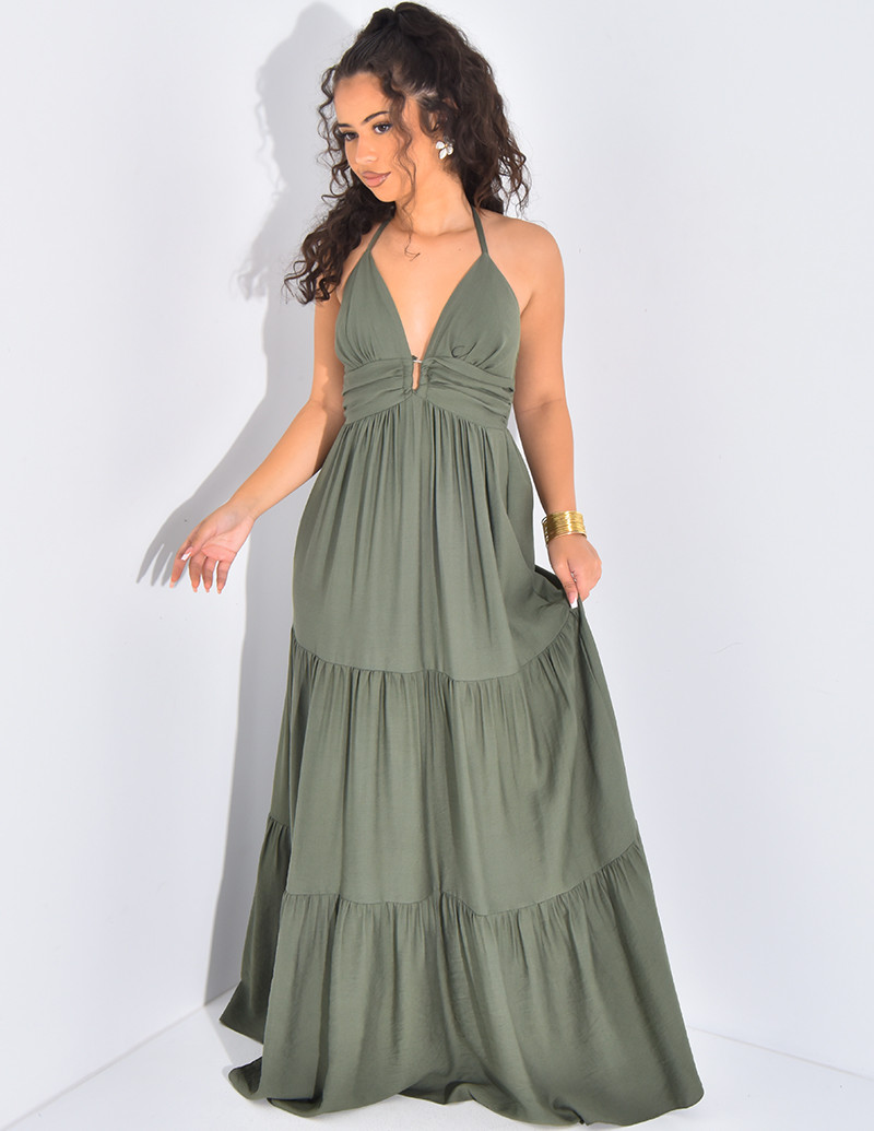 Robe longue effet lin à...