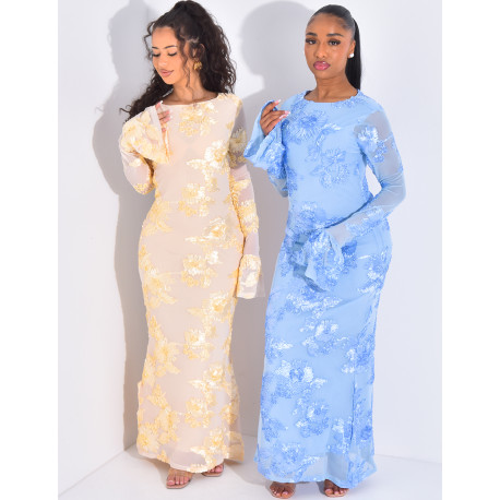 Langärmliges Kleid mit Blumendruck