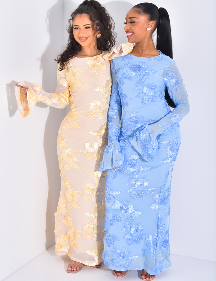 Langärmliges Kleid mit Blumendruck