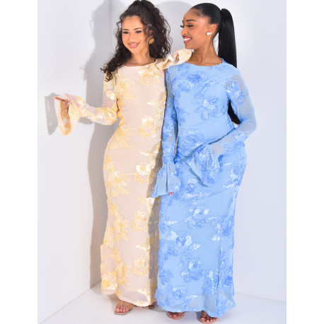 Langärmliges Kleid mit Blumendruck