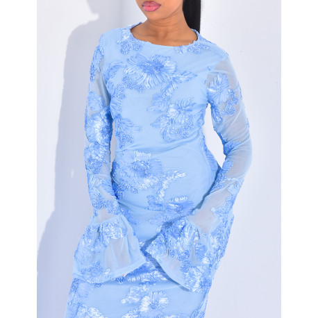 Langärmliges Kleid mit Blumendruck