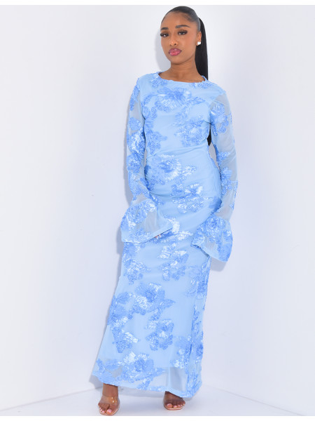 Langärmliges Kleid mit Blumendruck