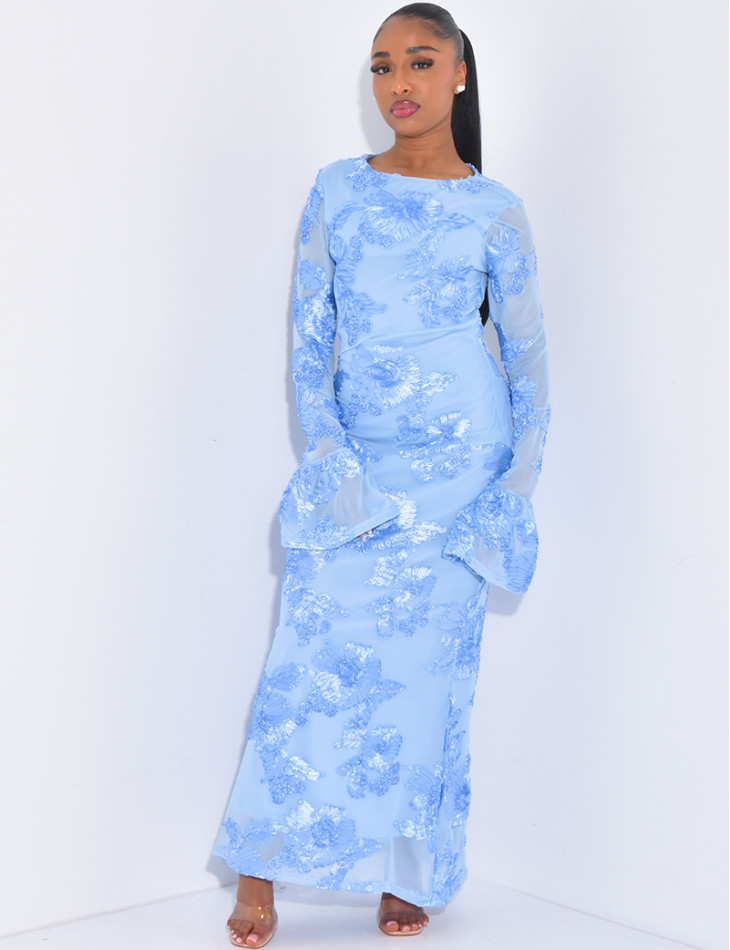 Langärmliges Kleid mit Blumendruck