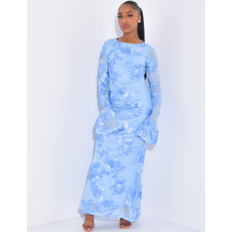 Langärmliges Kleid mit Blumendruck
