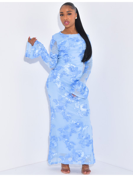 Langärmliges Kleid mit Blumendruck