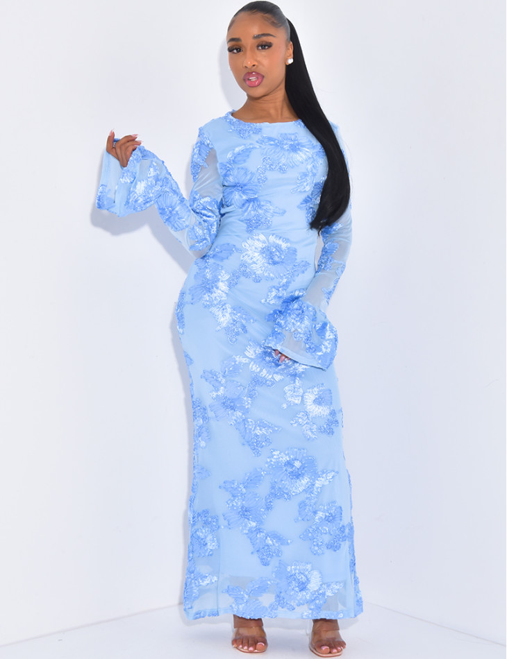 Langärmliges Kleid mit Blumendruck