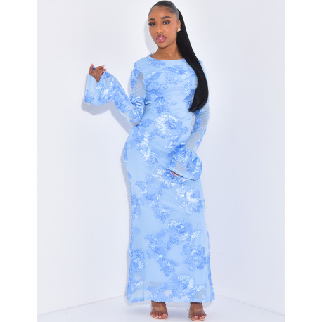 Langärmliges Kleid mit Blumendruck