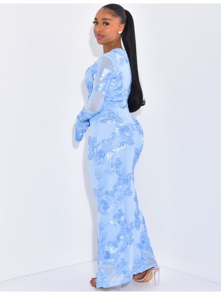 Langärmliges Kleid mit Blumendruck