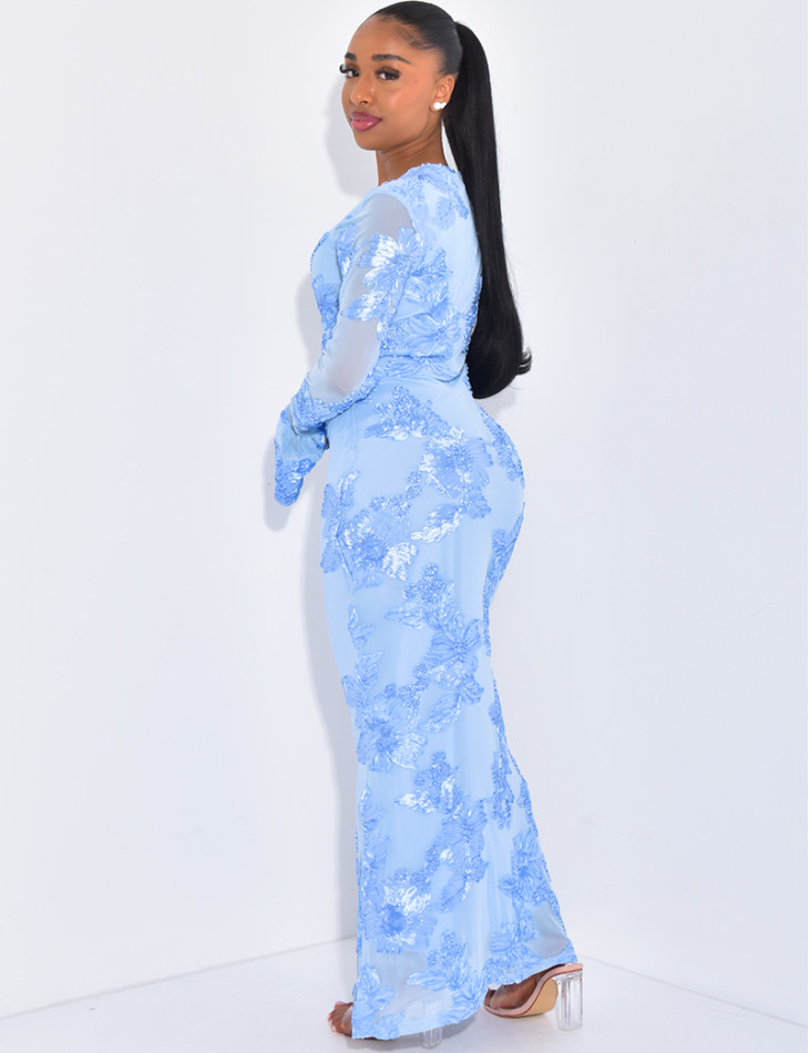 Langärmliges Kleid mit Blumendruck
