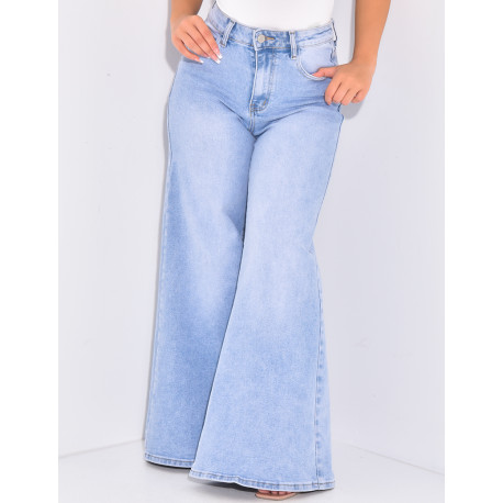 Jenas taille haute coupe wide en tissu stretch