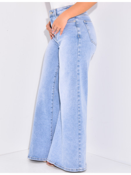 Jenas taille haute coupe wide en tissu stretch