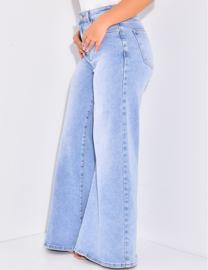 Jenas taille haute coupe wide en tissu stretch