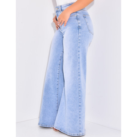 Jenas taille haute coupe wide en tissu stretch