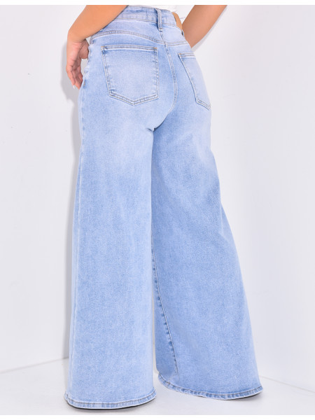 Jenas taille haute coupe wide en tissu stretch