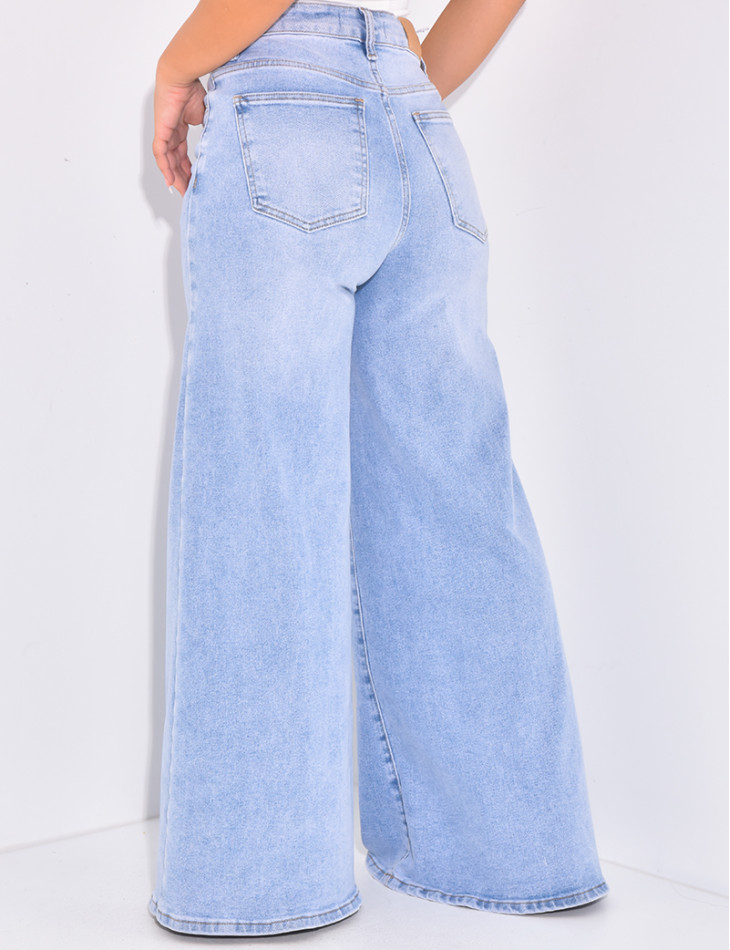 Jenas taille haute coupe wide en tissu stretch