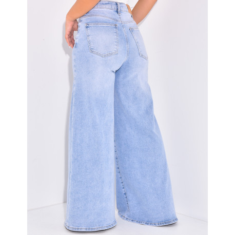 Jenas taille haute coupe wide en tissu stretch