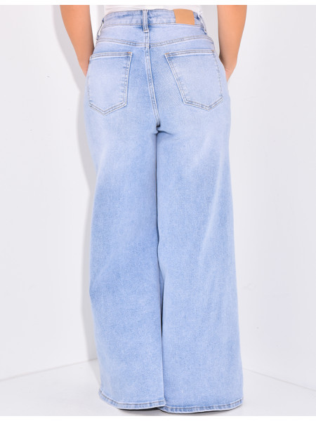 Jenas taille haute coupe wide en tissu stretch