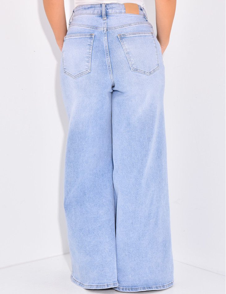 Jenas taille haute coupe wide en tissu stretch