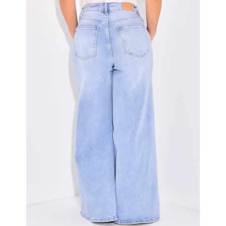 Jenas taille haute coupe wide en tissu stretch