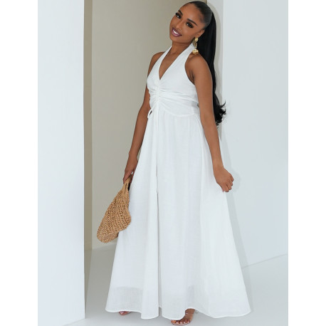 Long cotton backless dress