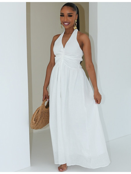 Robe longue dos nu en coton