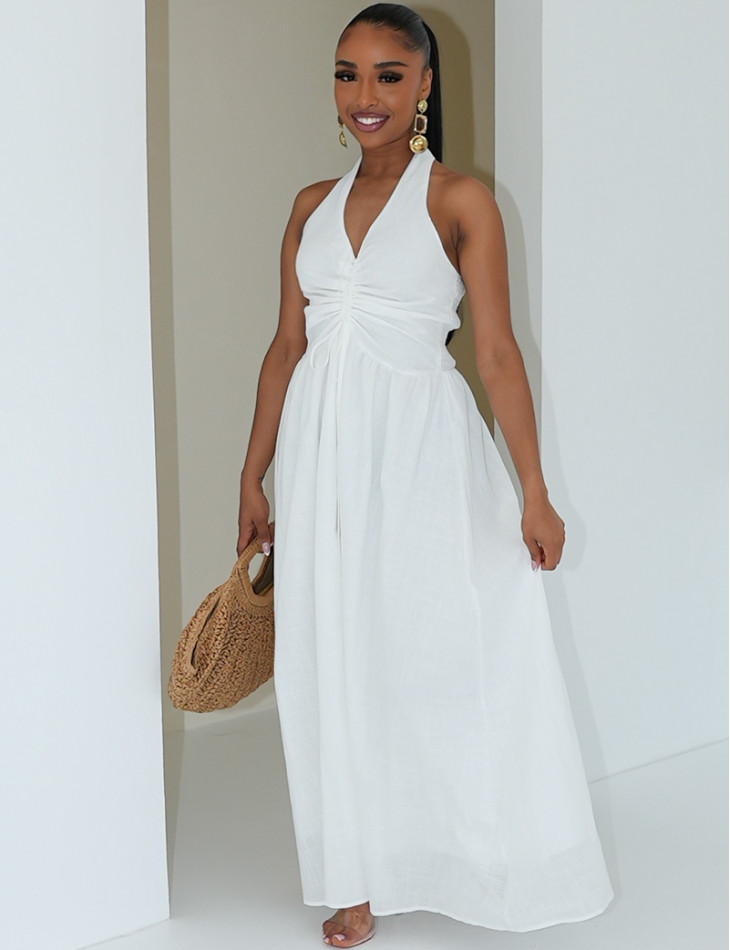 Robe longue dos nu en coton