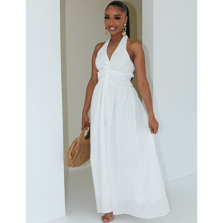 Robe longue dos nu en coton