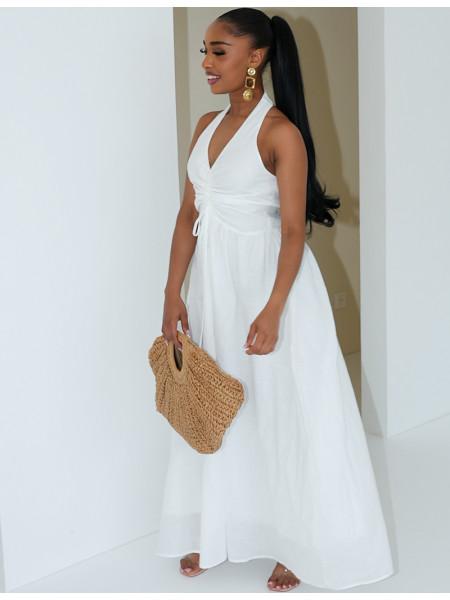 Robe longue dos nu en coton