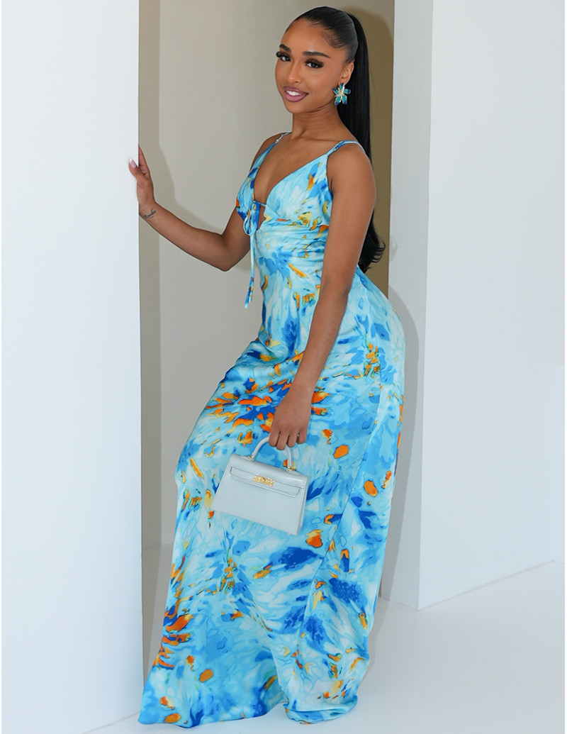 Robe longue en satin...